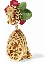 Dolce & Gabbana Gold Tone Enamel And Crystal Clip Earrings