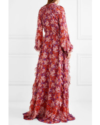 Giambattista Valli Ruffled Floral Print Silk Tte Gown