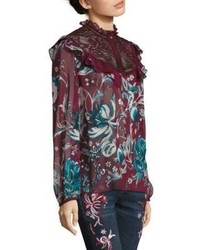 Roberto Cavalli Silk Floral Lace Blouse