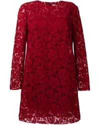 Burgundy Floral Lace Dress