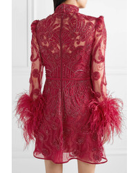 Zuhair Murad Belle Epoque Med Embellished Lace And Tulle Mini Dress