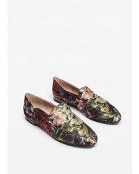 Mango Floral Jacquard Loafers