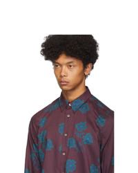 Ps By Paul Smith Burgundy Floral Tailored Fit Shirt