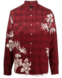 Amiri Floral Print Plaid Shirt