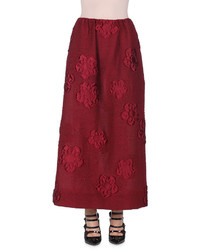Fendi Floral Gauffre A Line Maxi Skirt Marrakech Red