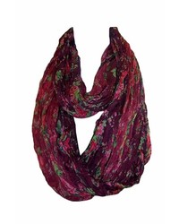 Tolani Floral Infinity Scarf In Wine