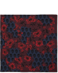 Alexander McQueen Floral Skull Printed Scarf Redblue