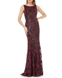 Carmen Marc Valvo Infusion Sequin Floral Gown