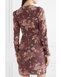 Zimmermann Draped Floral Print Crepe De Chine Mini Dress