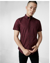 Express Fitted Floral Pattern Short Sleeve Shirt