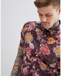 ASOS DESIGN Skinny Floral Print Shirt
