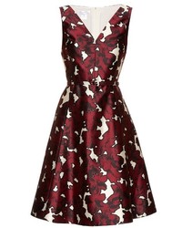 Oscar de la Renta Floral Print Silk Twill Dress