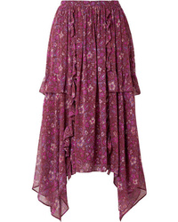 Ulla Johnson Torri Asymmetric Printed Silk Chiffon Skirt