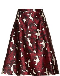 Burgundy Floral Silk Skirt