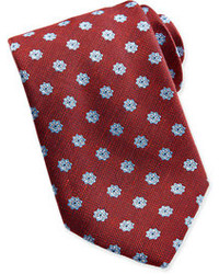 Brioni Floral Neat Woven Tie Burgundy