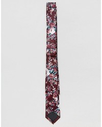 Asos Slim Tie In Burgundy Floral Design