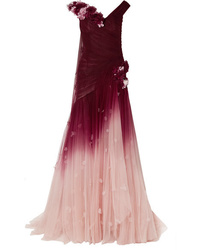 Marchesa Off The Shoulder Appliqud Ombr Tulle Gown
