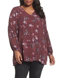 Sejour Plus Size Floral Bell Sleeve Tunic