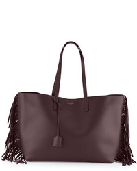 Saint Laurent Fringed Large Leather Shopper Tote Bag