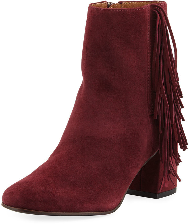 burgundy fringe boots