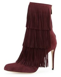 Paul Andrew Taos Suede Fringe Ankle Boot Cordovan