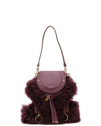 Burgundy Fur Backpack
