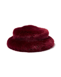 Burgundy Fur Bucket Hat