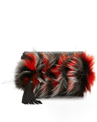 Elena Ghisellini Nina Mini Crazy Fur Clutch Bag Papaya