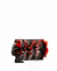 Elena Ghisellini Nina Mini Crazy Fur Clutch Bag Papaya