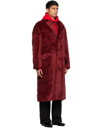 Marni Burgundy Faux Fur 4 B Furry Coat