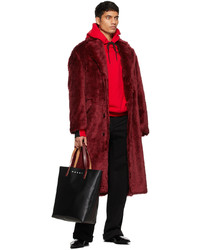 Marni Burgundy Faux Fur 4 B Furry Coat
