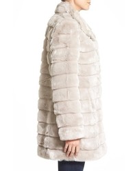 Eliza J Grooved Faux Fur Coat