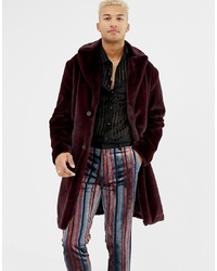 ASOS DESIGN Longline Overcoat In Faux Fur