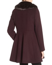 Via Spiga Double Breasted Coat With Faux Fur Collar