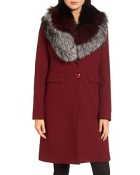 1 Madison Genuine Fox Fur Trim Reefer Coat