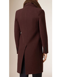 Burberry Prorsum Wool Topcoat With Detachable Shearling Collar