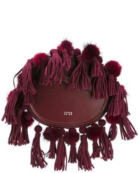 Burgundy Fur Crossbody Bag