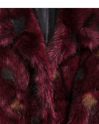 H&M Faux Fur Jacket Burgundy Ladies