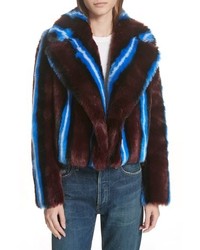 DVF Stripe Faux Fur Jacket