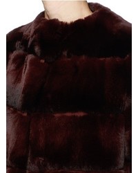 Yves Salomon Suede Stripe Rabbit Fur Jacket