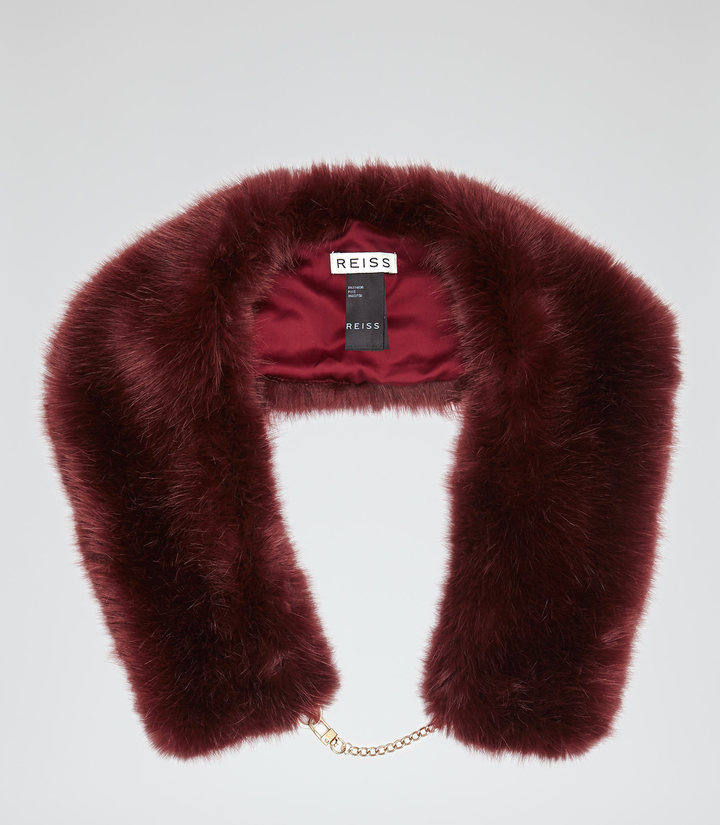 burgundy faux fur shawl