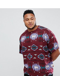 ASOS DESIGN Plus Oversized T Shirt With All Over Aztec Print