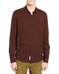 Burgundy Geometric Long Sleeve Shirt