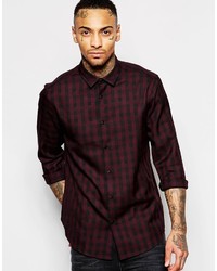 Asos Brand Shirt In Viscose With Gingham Check