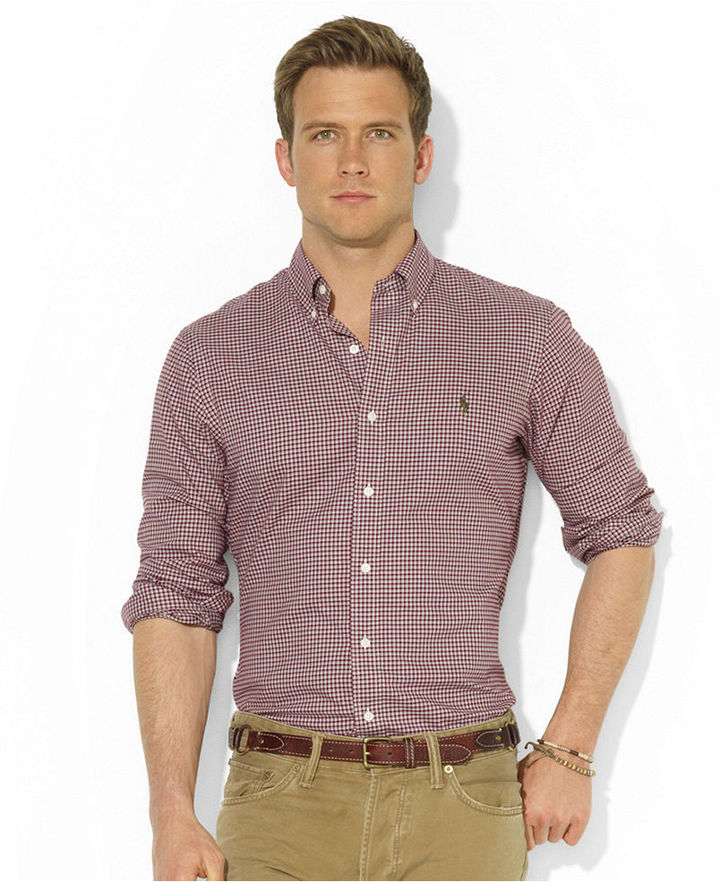 Polo Ralph Lauren Shirt Classic Fit Long Sleeve Checked Sueded Twill Shirt,  $89 | Macy's | Lookastic