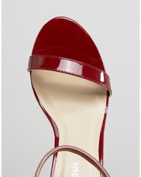 Glamorous Burgundy Patent Two Part Heeled Sandals