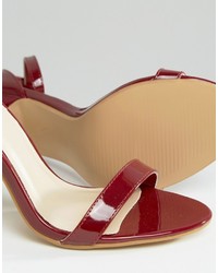 Glamorous Burgundy Patent Two Part Heeled Sandals