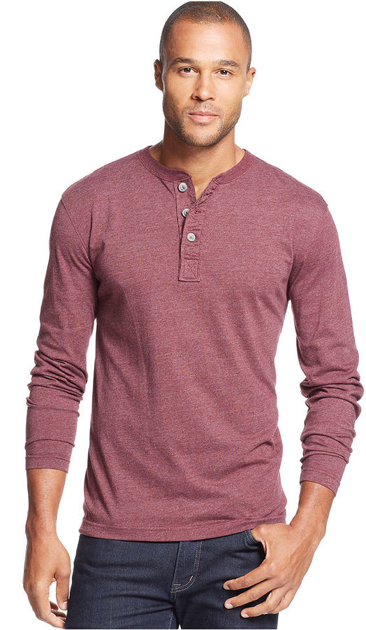 John Ashford Solid Marled Henley Shirt, $30 | Macy's | Lookastic