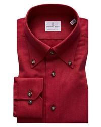 Burgundy Herringbone Flannel Long Sleeve Shirt