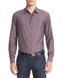 Burgundy Herringbone Long Sleeve Shirt